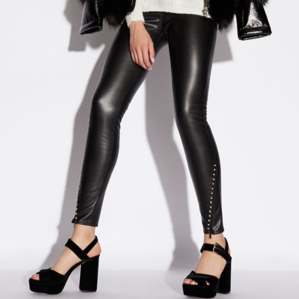 Armani Exchange Faux Leather Leggings with Studs size 6